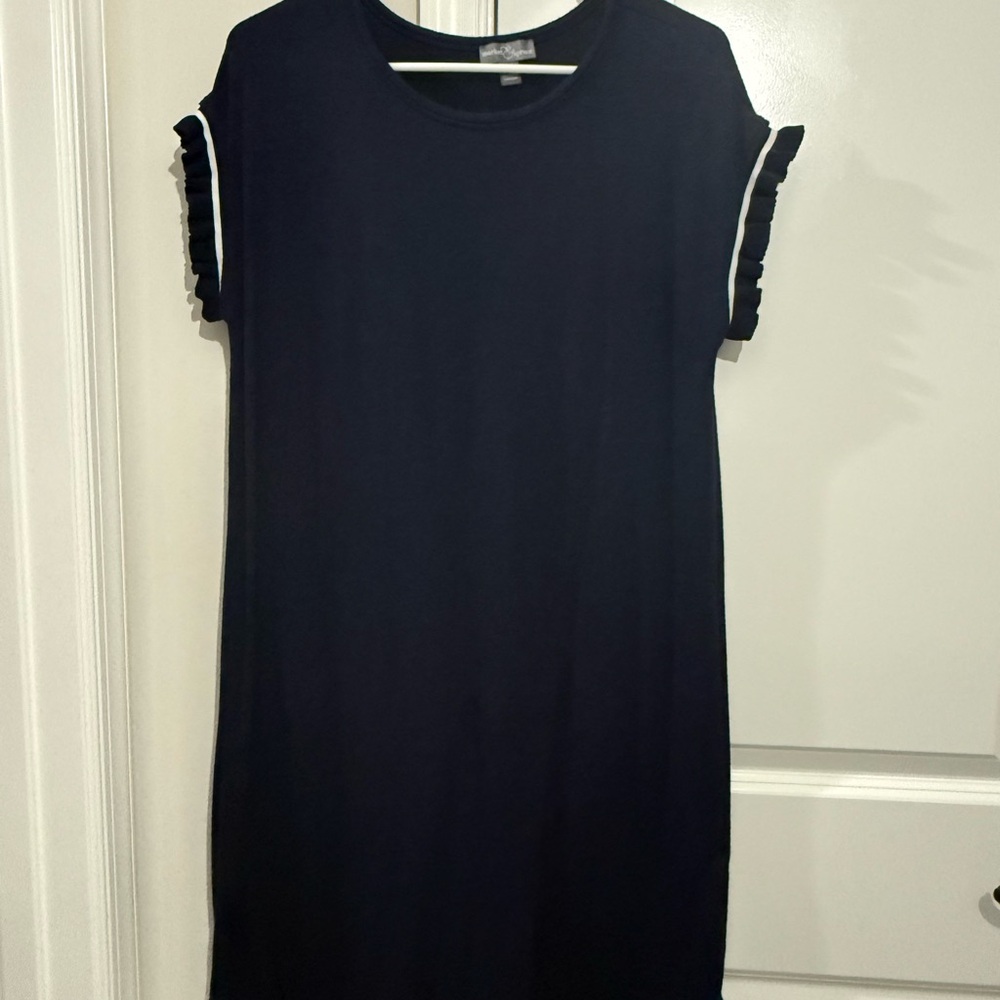 Market & Spruce Navy Ruffle Sleeve Mini Dress
